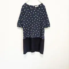 Doux archive ドット　水玉　切り替え　チュニック　ワンピース　M