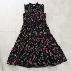 ケイトスペード ロングワンピース 刺繍 フリル ティアードロング丈 XS