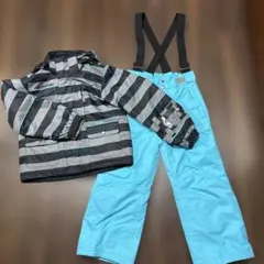 SNOW CARVING スキーウェア 子ども用 黒青ストライプ