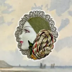 値下げ◎vintage アンティーク カメオ風 貴婦人 シルバー ブローチ