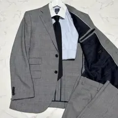 美品 ビサルノ VISARUNO スーツ　グレンチェック グレー 裏地ペイズリー