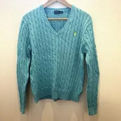 【美品】POLO RALPH LAUREN　ケーブル編み Vネックセーター