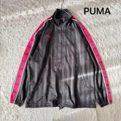 【美品】PUMA プーマ トラックジャケット グレー ピンク バックロゴ 刺繍