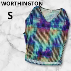WORTHINGTON【S】ストレッチ Vネック ノースリーブ シャツ 多色