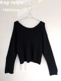 ✳♡99ap retro ブラック ニット トップスのサムネイル