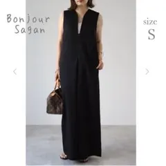 新品　ディープVネックオールインワン　ブラック　SサイズBonjourSaganのサムネイル