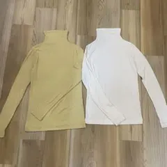 UNIQLO シアージャージー タートルネックT ホワイト　イエロー　2枚セット