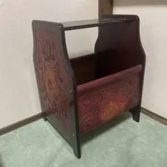 카빙 가죽 매거진 랙 나무 프레임