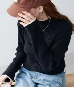 Discoatニット セーター　モチモチリブパイピングハイネック「WEB限定」