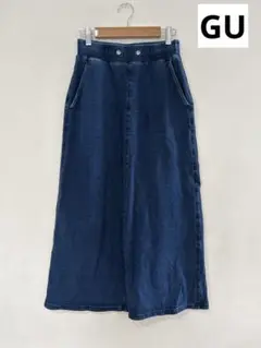 GU デニム ロングスカート S ストレッチ バックスリット入り