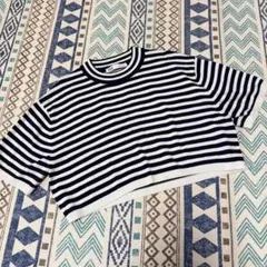 ZARA ボーダーニットプルオーバー 半袖 クロップド丈