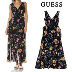 GUESS ゲス フラワープリント シフォンロングワンピースのサムネイル