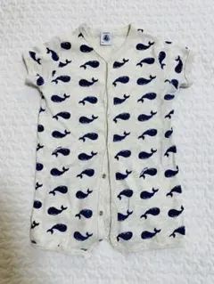 プチバトー　半袖ロンパース　くじら柄