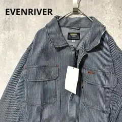 新品未使用　EVENRIVER ボーダー　つなぎ　カバーオール　デニムのサムネイル