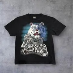 46ホワイトタイガープリントTシャツ