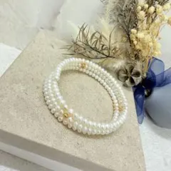 21.449【ブレスレット】　淡水パール　バロック　ピンクパール　3連