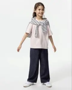 ワイドフィットストレートジーンズ/ファスナー付き