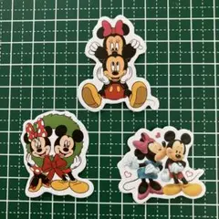 3枚セット　防水ステッカー　ディズニー　ミッキーマウス　ミニーマウス　アニメ