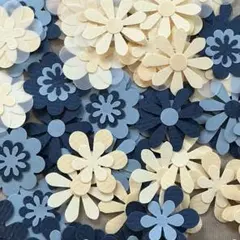 【ブルー×イエロー】お花　100枚　クラフトパンチ素材　カードやアルバムに