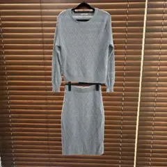 グレー ニットセットアップ ダイヤモンドパターン