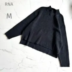 アールエヌエー【M】リブ編み♡ハイネックセーター♡黒♡ブラック長袖ニット♡RNA