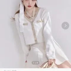 NICE CLAUP 配色ニットカーディガン のみ　ホワイト