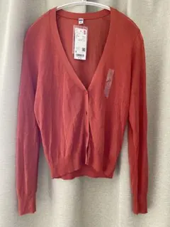 【新品未使用】 ユニクロUNIQLOライトVネック カーディガンSサイズオレンジ