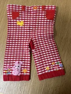 ミキハウス　赤と白のチェック柄ベビー用レギンスのサムネイル
