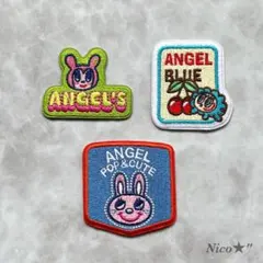 エンジェルブルー 刺繍ステッカー ３枚セット