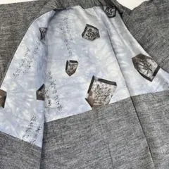 m*c様 男羽織 本場結城紬 グレー地 真綿紬 正絹 i-4138