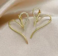 568 ゴールド ハート ピアス ダイヤ 結婚式 ブライダル ダイヤ