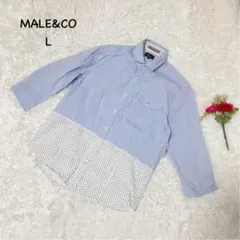 MALE&CO 【L】ドレスシャツ　ハフドット柄　細見え　裾上げ　コットンのサムネイル
