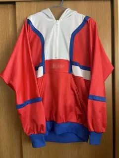 adidas ナイロンパーカー 半ジップ US Lサイズ 赤/白/青