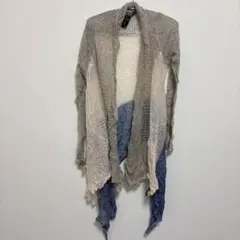 長袖 ニットカーディガン 【S】 ホワイト/グレー/ブルー 透け感 メッシュ