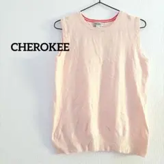 【L】 CHEROKEE ピンク ノースリーブ ベスト ニット セーター 古着