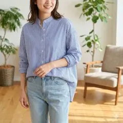 しまむら ゆったりシャツ ストライプ Mサイズのサムネイル