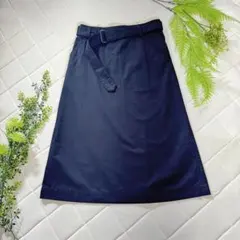 マーガレットハウエル リネン混 スカート ブラック ベルト付き S