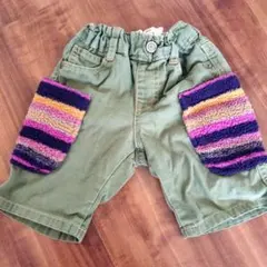 オリーブグリーン 半ズボン ストライプポケット 10サイズ