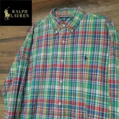 RALPH　LAUREN　ポニーロゴ刺繍 マルチカラーチェック　BD シャツ