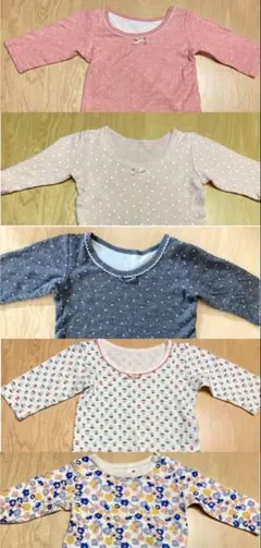 ○女の子　8部？長袖？肌着　80 5点セット