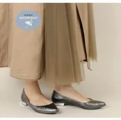 【１回着用】メタリックヒールレインパンプス