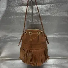 J&M Davidson カーニバル　フリンジショルダーバッグ　巾着　ブラウン