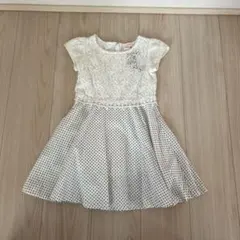 メソピアノ　ドット柄 半袖ワンピース ホワイト