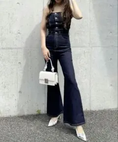 スパイラルガール★オフショルダー デニムサロペット バックリボン