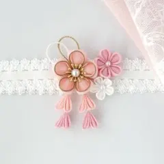 ベビーヘアバンド　赤ちゃん髪飾り　つまみ細工　ひな祭り　お食い初め　初節句