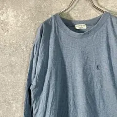 YVESSAINTLAURENT　ロングスリーブシャツ　ブルー　ロゴ　刺繍のサムネイル