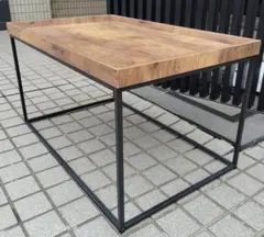 木目調 トレー型 ローテーブル 80×50×45cm ブラウン