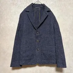 美品 45r コットンツイードのジャケット インディゴ 極美品 45R インディゴコットンツイードのアニー チロルジャケット