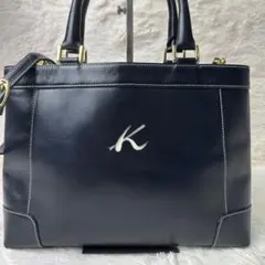極美品 キタムラ K ネイビー レザー ハンドバッグ ショルダー 2way