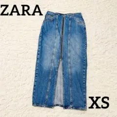 【美品】ザラ デニムスカート タイトスカート XSフロントチャック スリット